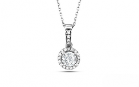 Celeste Diamond Pendant Milgrain Finish