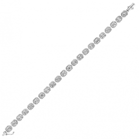 Diamond Tennis Link Bracelet  Baguette and Round Brilliant