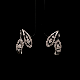 Lab grown Diamond Earrings J-Studs Round/Pear Cut