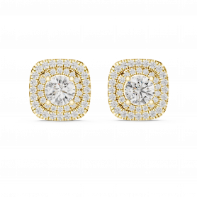 Lab grown Diamond Earrings Studs Double Cushion Halo