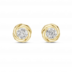 Lab grown Diamond Earrings Studs Solitaire Gold Swirl