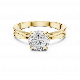 Diamond Ring Solitaire Grooved Shank Tapered Band