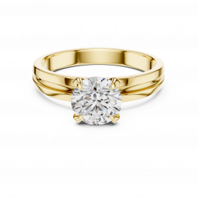 Diamond Ring Solitaire Grooved Band