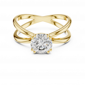 Diamond Ring Solitaire Crisscross Dual Shank