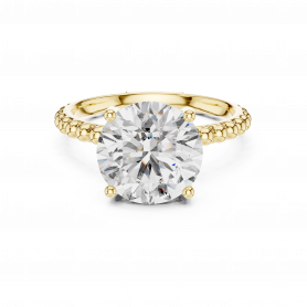 Diamond Ring  Solitaire Beaded on Shank