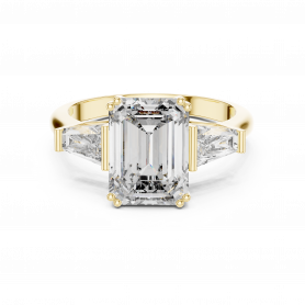 Diamond Ring  Emerald Cut Solitaire Baguette Accent Diamonds