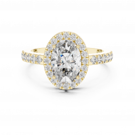 Diamond Ring Oval Solitaire Cathedral Set with Halo