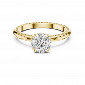 Diamond Ring -Lab grown Solitaire Double Claw Prong Milgrain