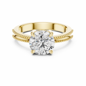 Diamond Ring - Lab Grown Solitaire Half Shank Milgrain