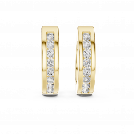 Diamond Channel Set Earrings Contemporary Huggies Lab Grown Diamonds